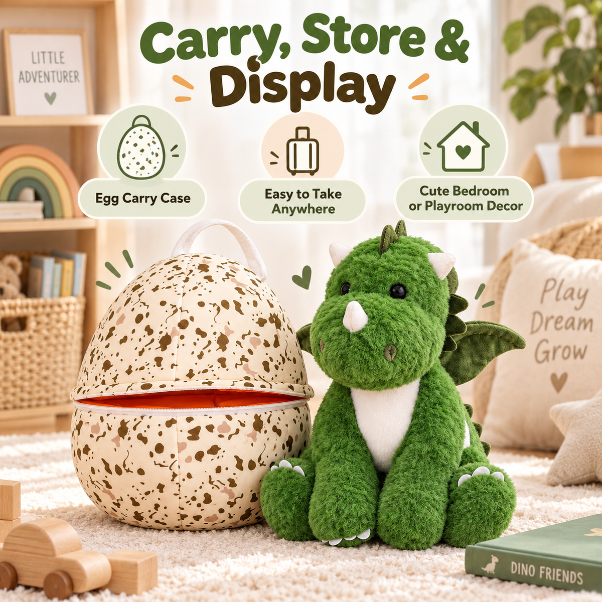 🔥Hatch & Hug Dinosaur Plush – 2-in-1 Egg Surprise Toy