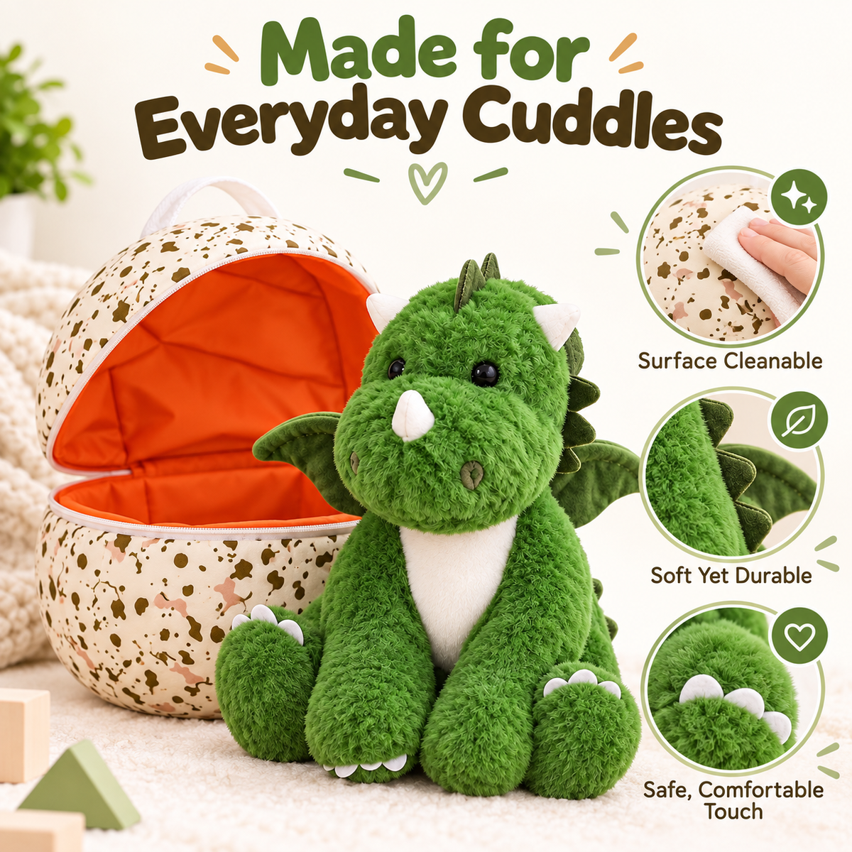 🔥Hatch & Hug Dinosaur Plush – 2-in-1 Egg Surprise Toy