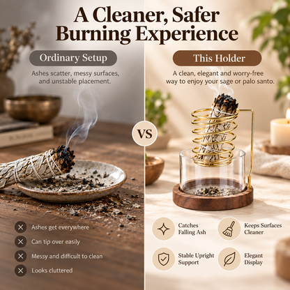🎉Spiral Sage & Palo Santo Incense Holder with Glass Ash Catcher