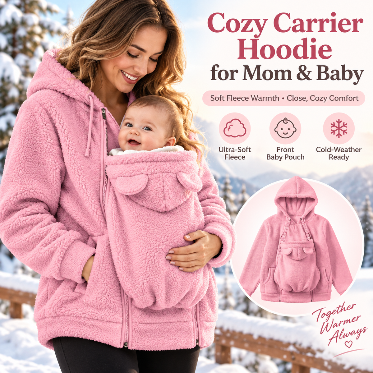 Little Snug Fleece Baby Carrier Sweater Hoodie for Mom Pouch Carrying