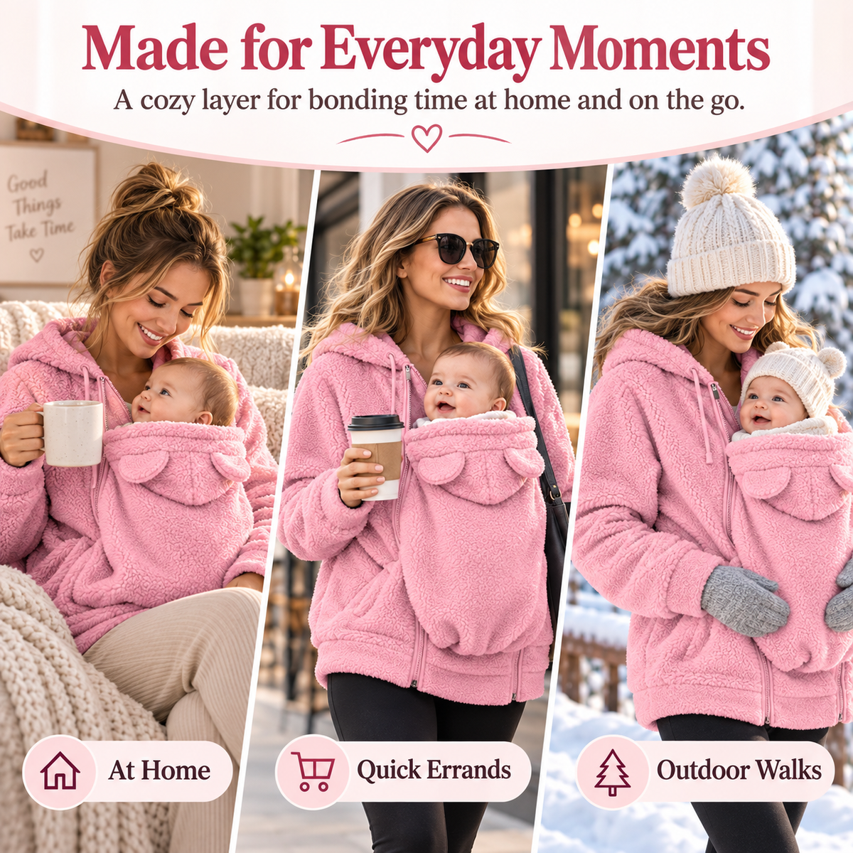 Little Snug Fleece Baby Carrier Sweater Hoodie for Mom Pouch Carrying