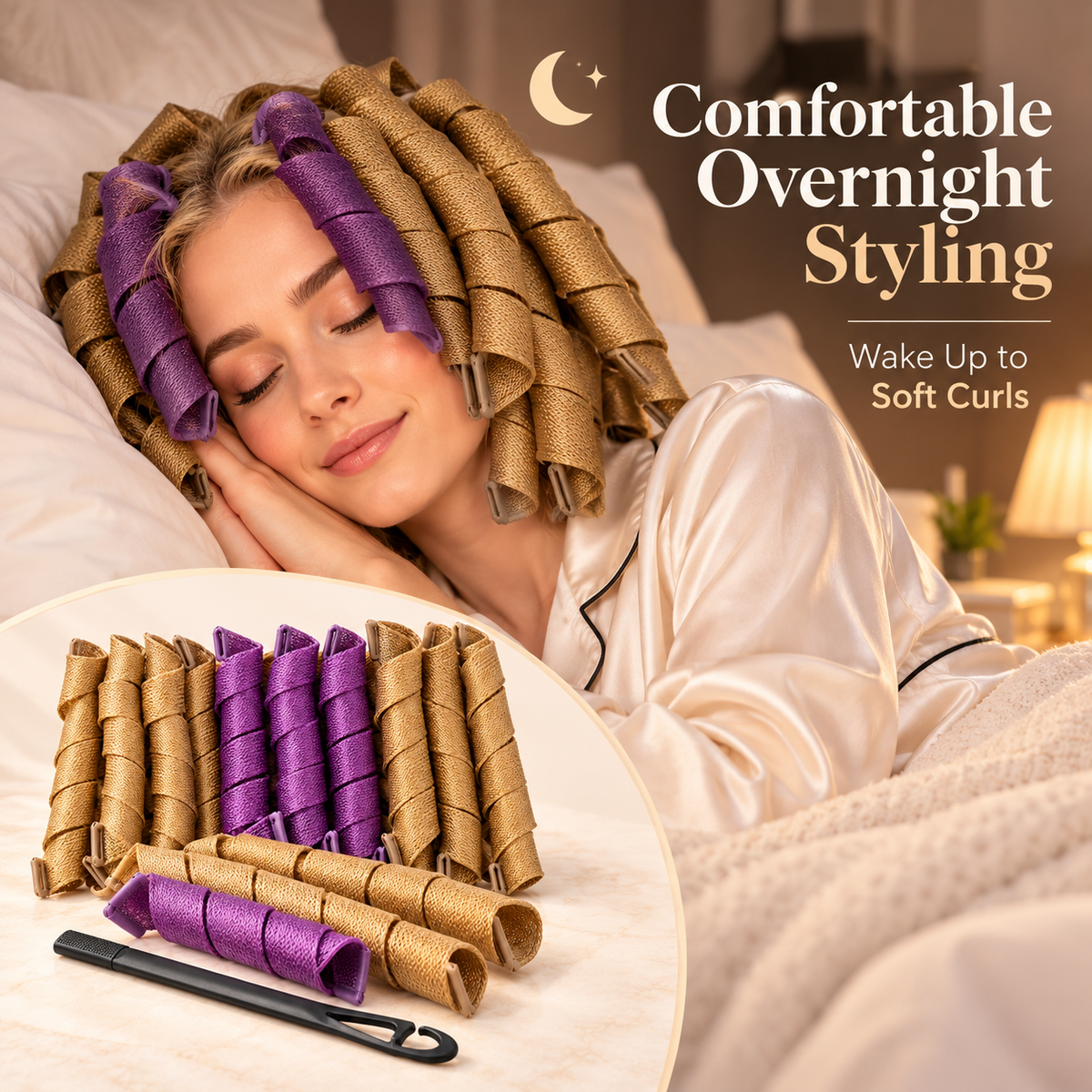 ✨ Heatless Spiral Hair Curlers – Beautiful, Bouncy Curls Without Heat