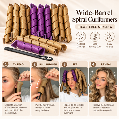 ✨ Heatless Spiral Hair Curlers – Beautiful, Bouncy Curls Without Heat