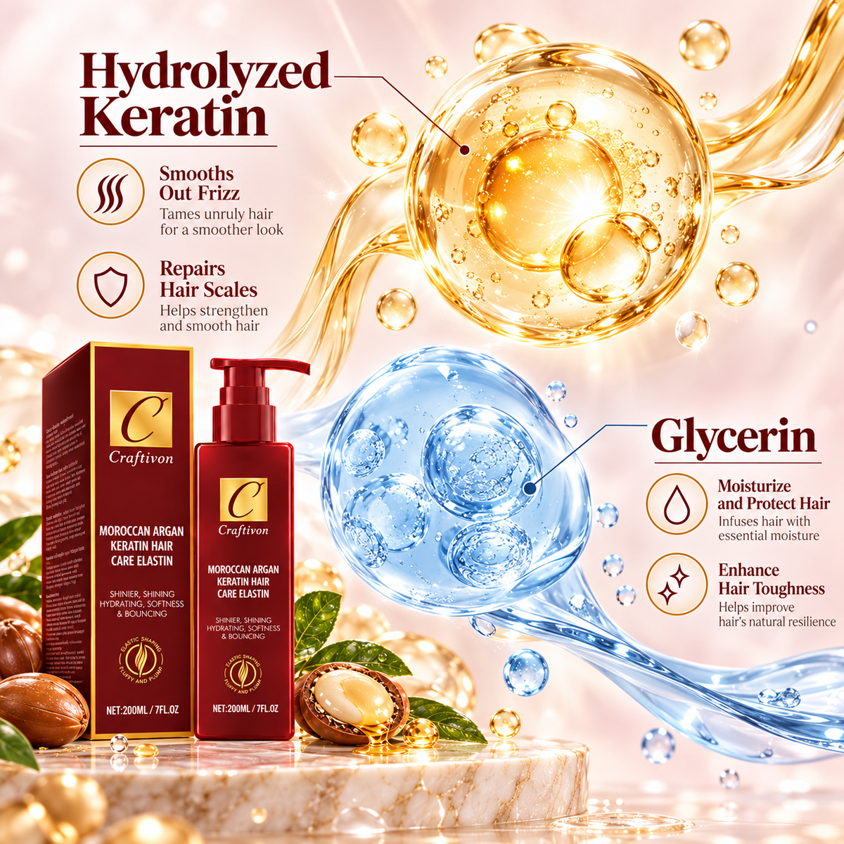 ❤️200ml Argan & Avocado Curl Defining Leave-In Cream