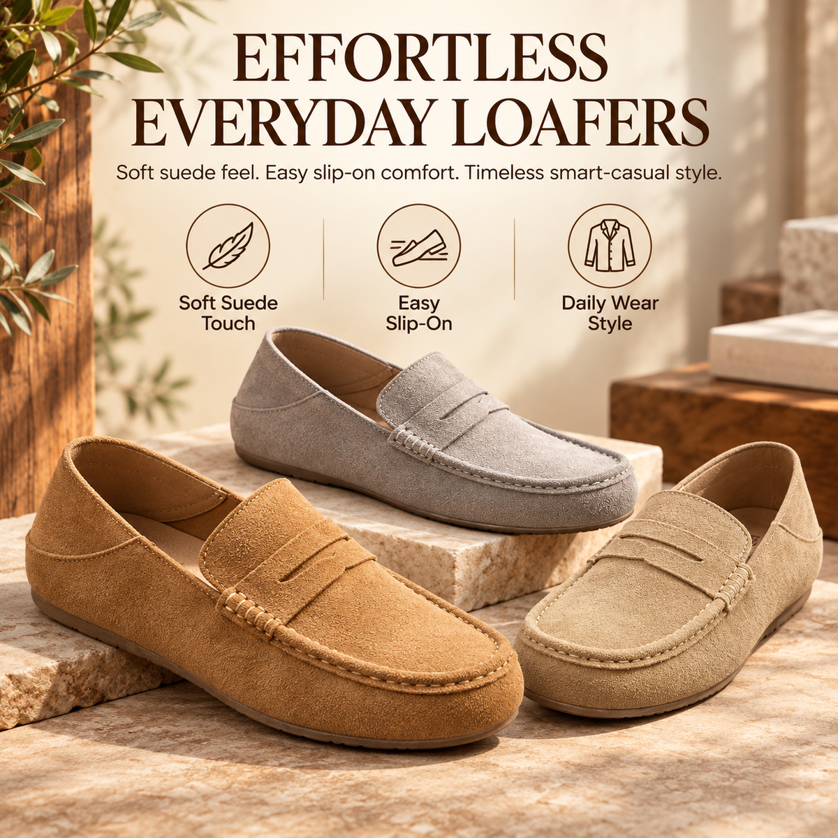 ✨Classic Suede-Look Penny Loafers – Casual Slip-On Shoes for Everyday Wear👞