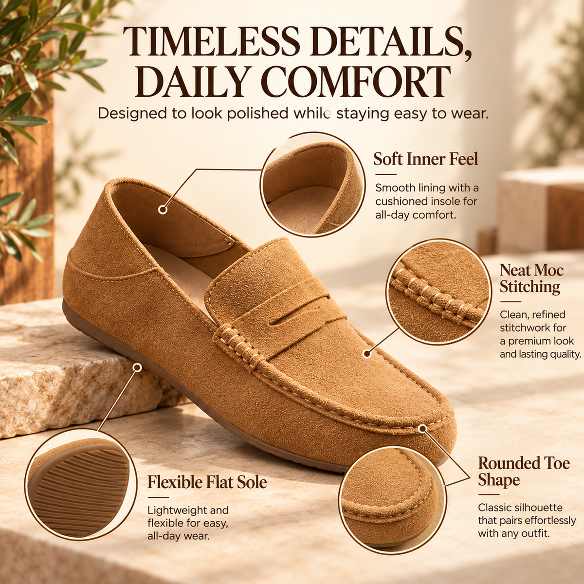✨Classic Suede-Look Penny Loafers – Casual Slip-On Shoes for Everyday Wear👞