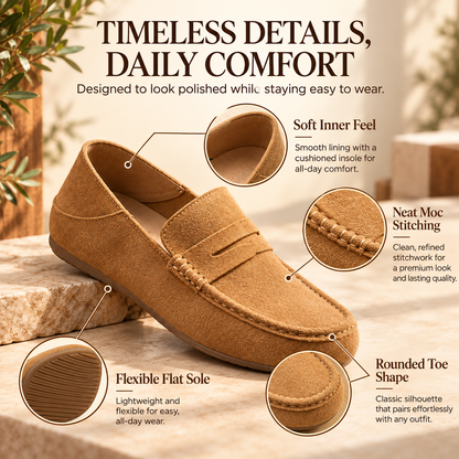 ✨Classic Suede-Look Penny Loafers – Casual Slip-On Shoes for Everyday Wear👞