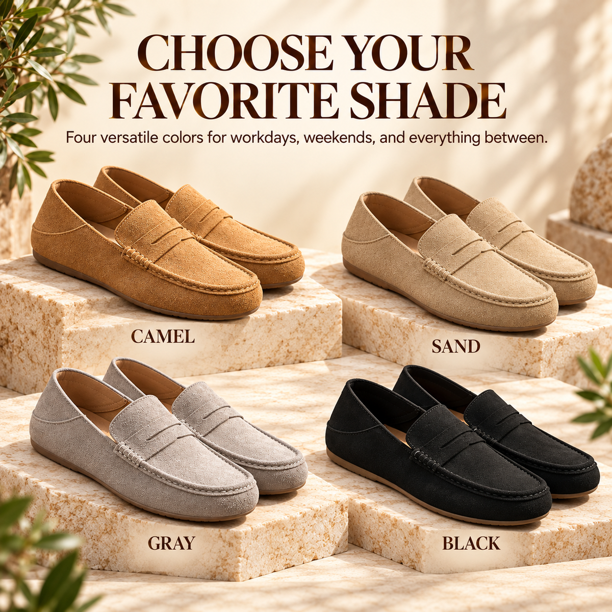 ✨Classic Suede-Look Penny Loafers – Casual Slip-On Shoes for Everyday Wear👞