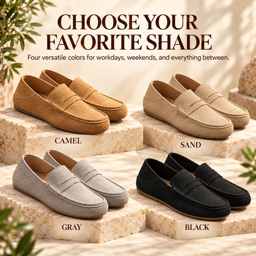 ✨Classic Suede-Look Penny Loafers – Casual Slip-On Shoes for Everyday Wear👞