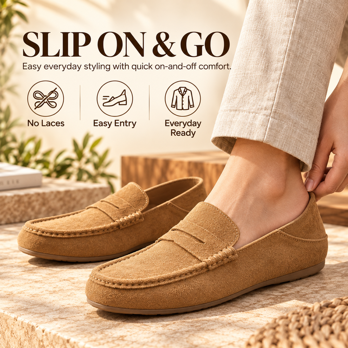 ✨Classic Suede-Look Penny Loafers – Casual Slip-On Shoes for Everyday Wear👞