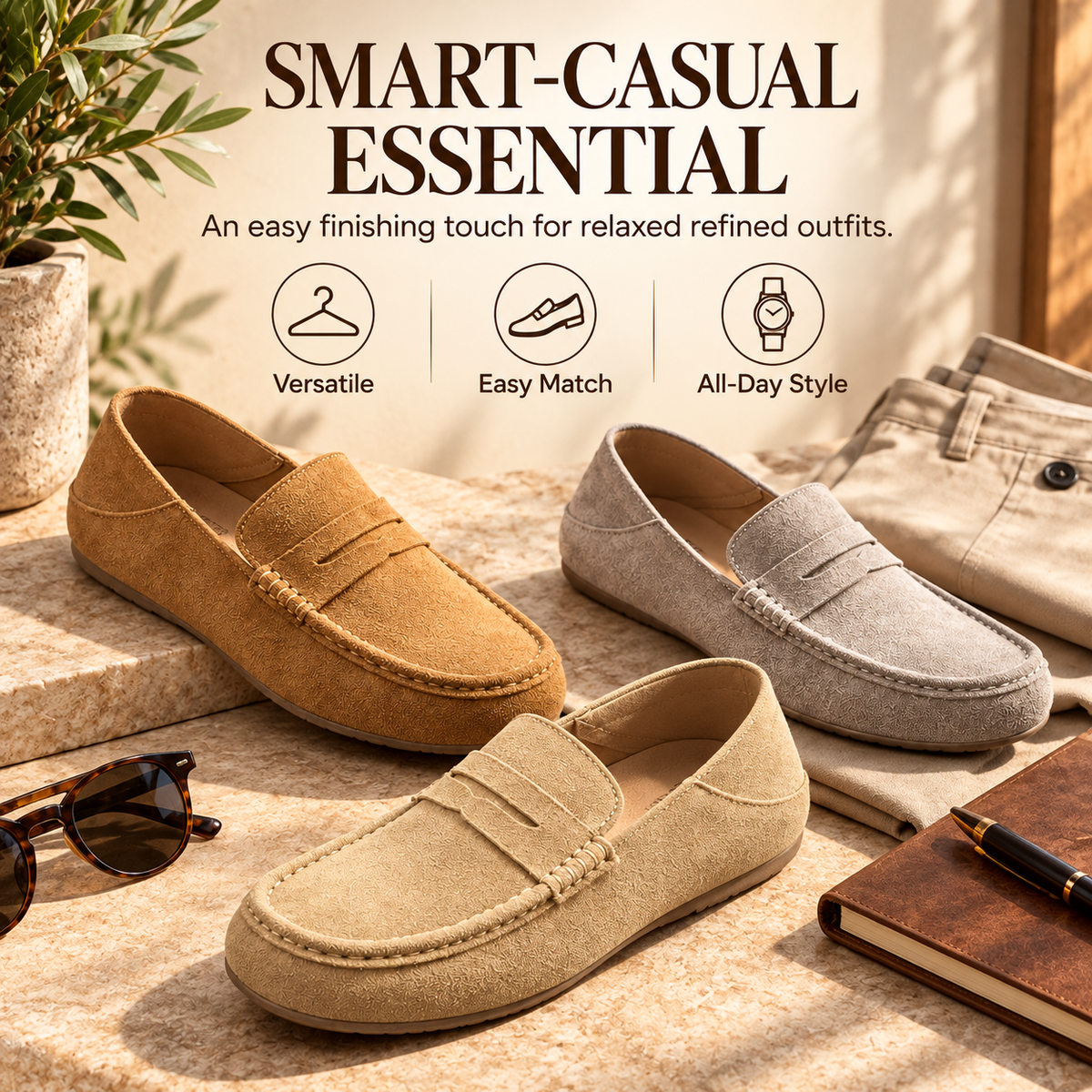 ✨Classic Suede-Look Penny Loafers – Casual Slip-On Shoes for Everyday Wear👞