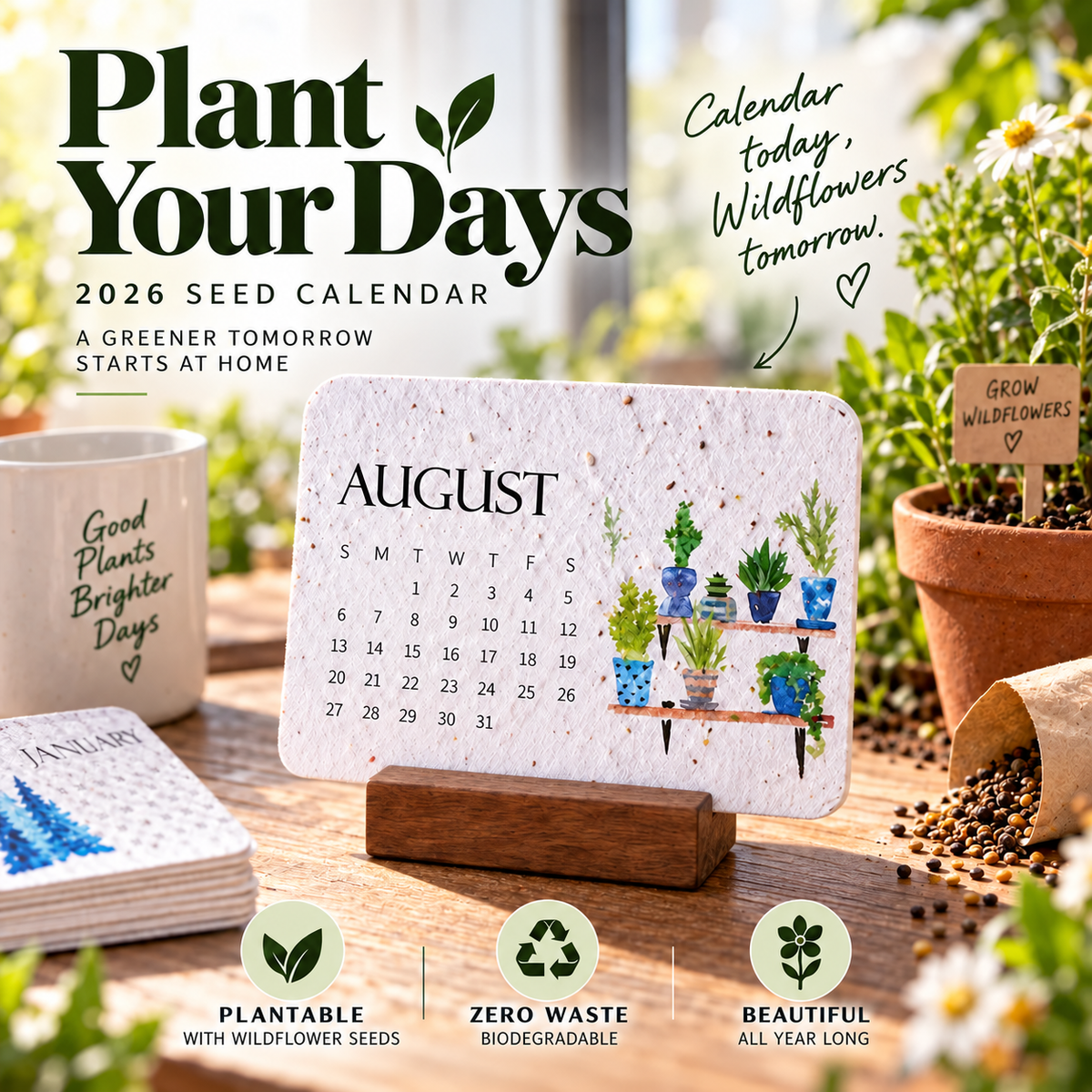 🎉Eco-Friendly Plantable “Timeless” Seed Calendar 2027