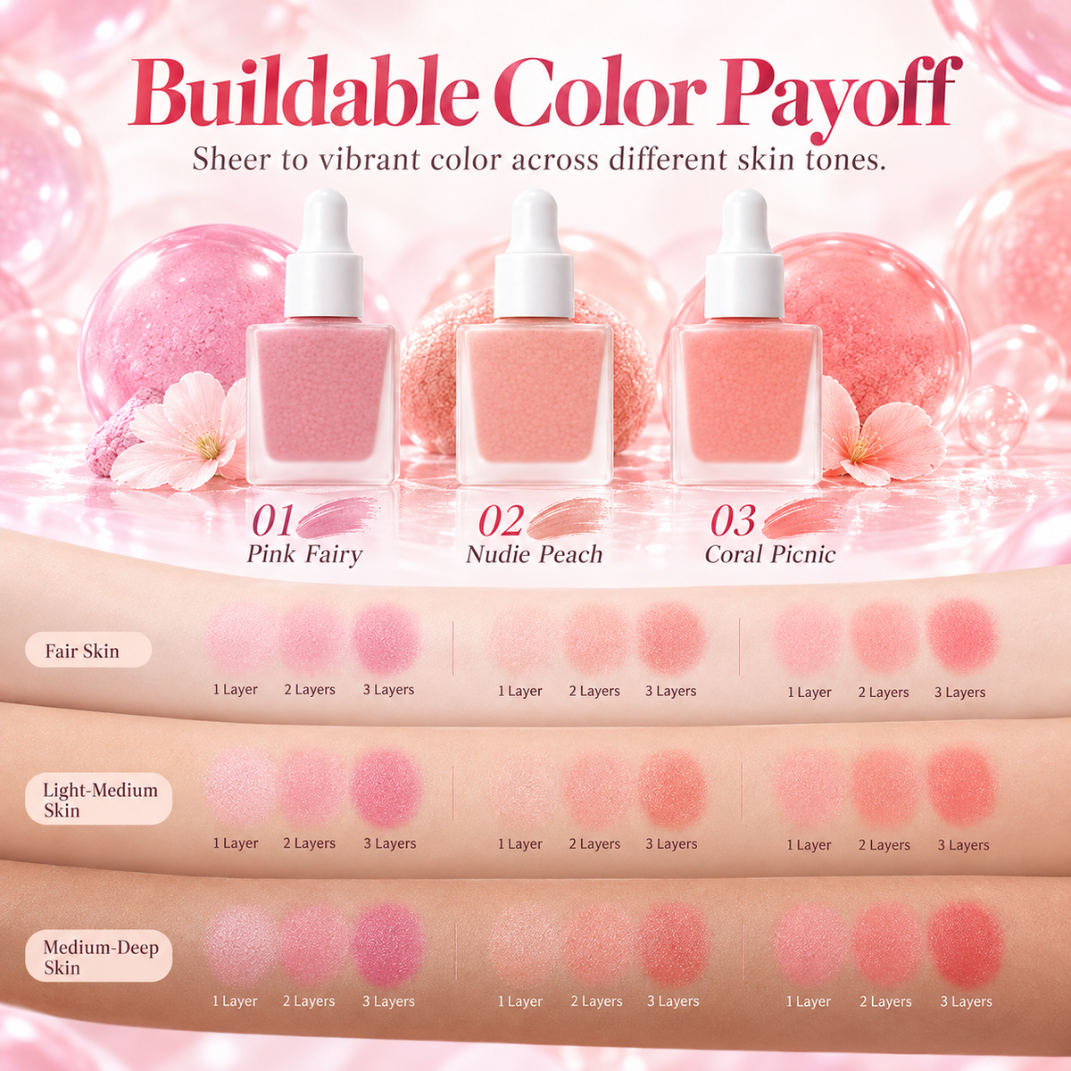 ✨3-Piece Hydrating Serum Blush Set – 💧Buildable Liquid Blush Trio🌿