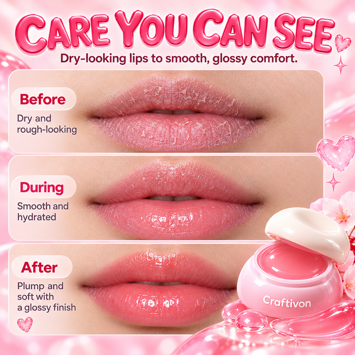 ❤️3-Shade Hydrating Jelly Lip Mask – Glossy & Soft Lips