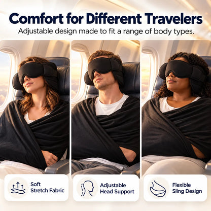 🎉3-in-1 Travel Sleep Set – Head Support, Eye Mask & Arm Wrap