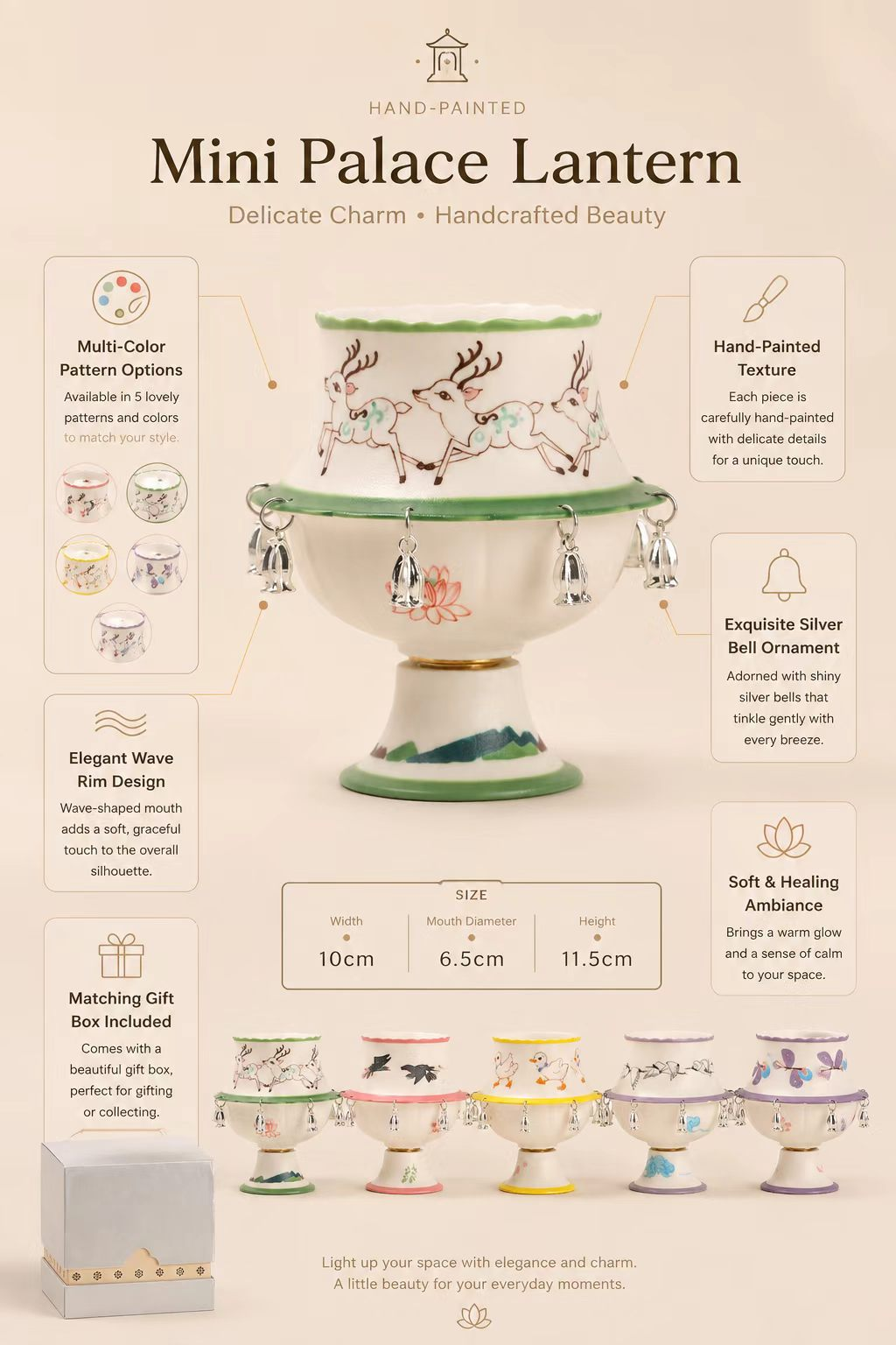 ✨Handcrafted Ceramic Spinner Goblet with Jingle Bells