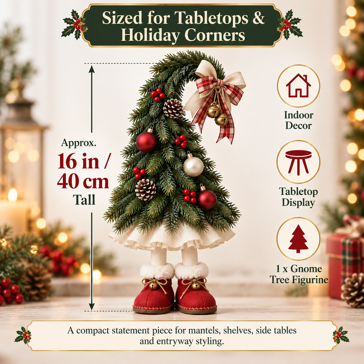🔥 16" Christmas Tree Gnome with Red Boots