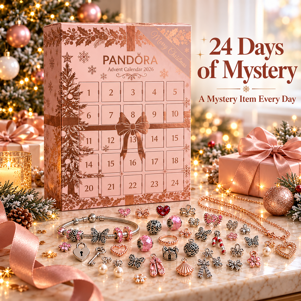 ✨24-Day Jewelry Advent Calendar💍Mystery Charms, Jewelry & Accessories Christmas Gift Box🎄