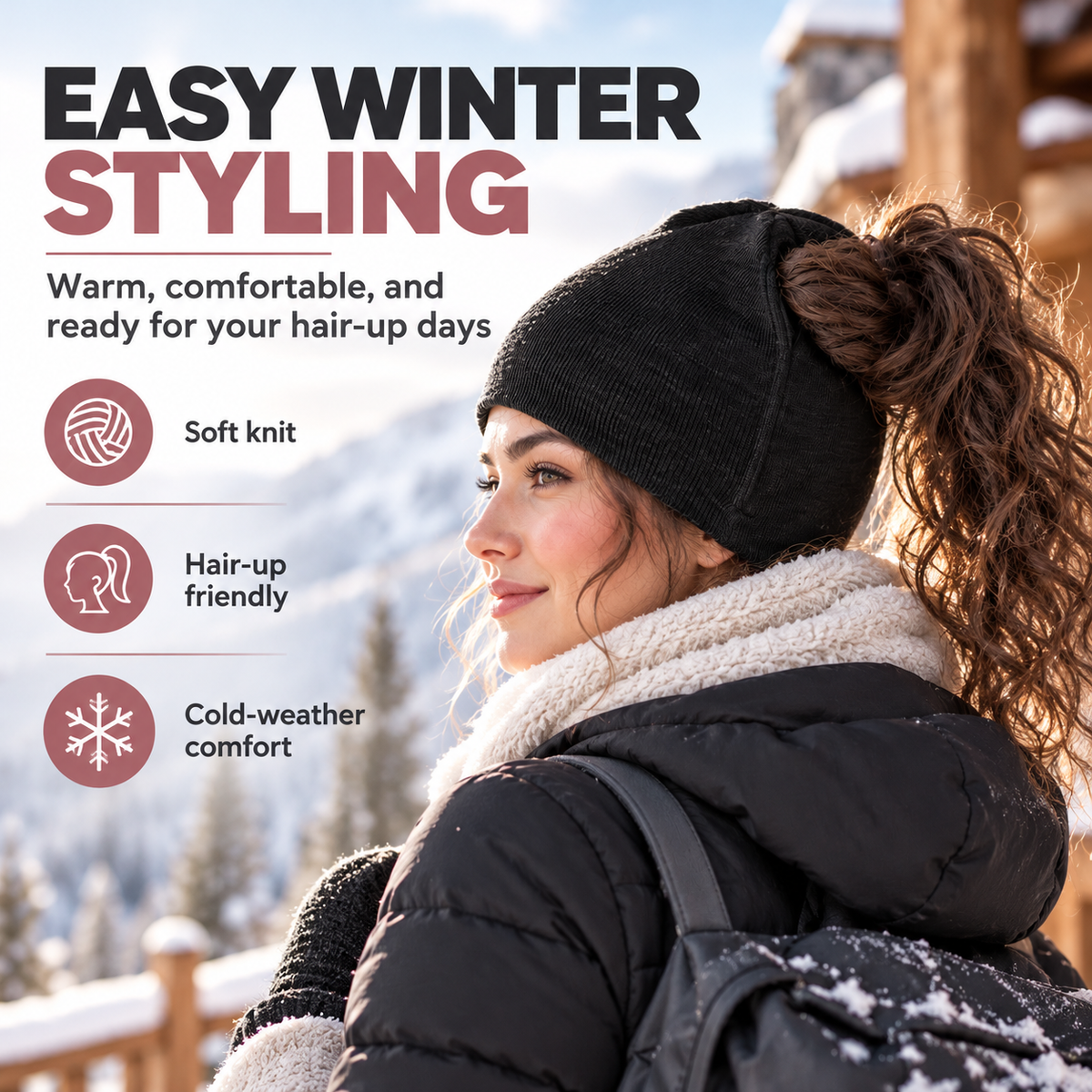 ✨Ponytail Beanie – Magnetic Back Opening Winter Knit Hat