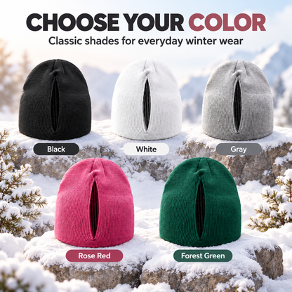 ✨Ponytail Beanie – Magnetic Back Opening Winter Knit Hat