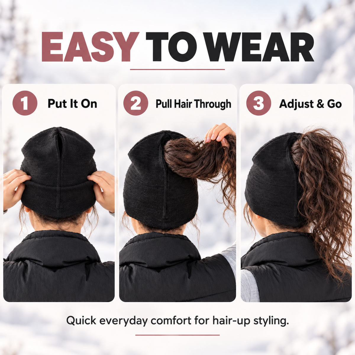 ✨Ponytail Beanie – Magnetic Back Opening Winter Knit Hat