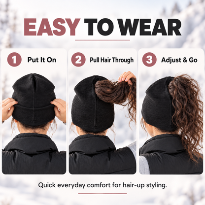 ✨Ponytail Beanie – Magnetic Back Opening Winter Knit Hat