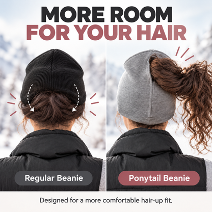 ✨Ponytail Beanie – Magnetic Back Opening Winter Knit Hat