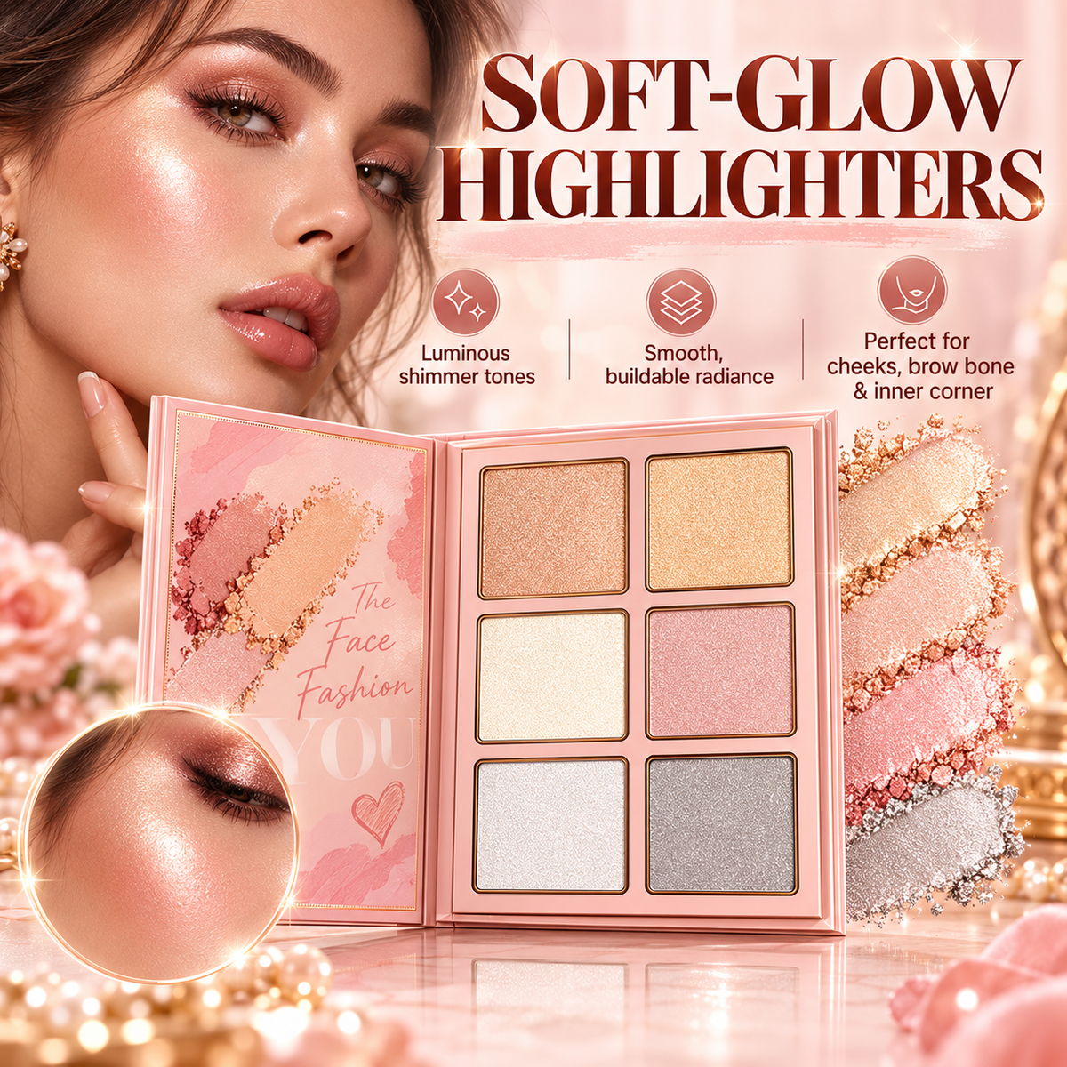 ✨All-in-One Makeup Palette Book – Eyeshadow, Blush, Highlighter & Lip Color Set
