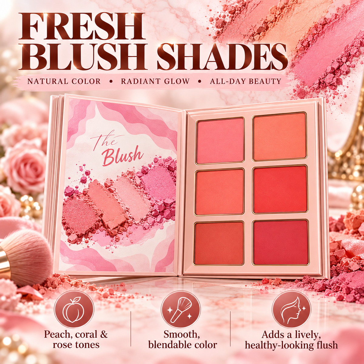 ✨All-in-One Makeup Palette Book – Eyeshadow, Blush, Highlighter & Lip Color Set