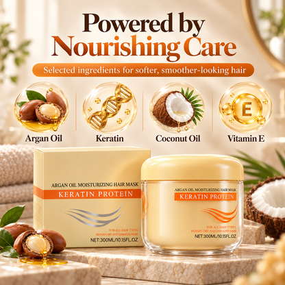 ✨Keratin & Argan Oil Hair Mask for Dry, Damaged Hair – 300ml