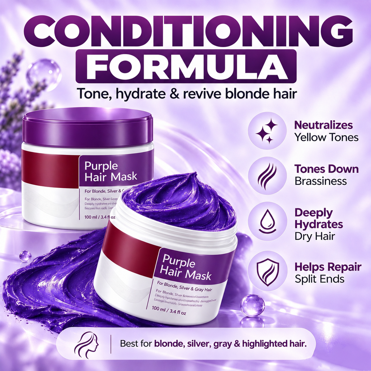 🔥Purple Toning Hair Mask – Anti-Brass & Deep Hydration