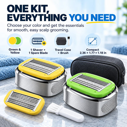 🎁Manual Bald Head Shaver Kit with Spare Blade &amp; Travel Case