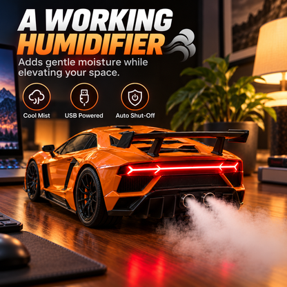 ❤️Supercar Exhaust Mist Humidifier – LED Lights & Cool Desk Decor