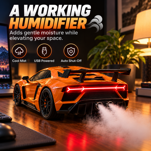❤️Supercar Exhaust Mist Humidifier – LED Lights & Cool Desk Decor