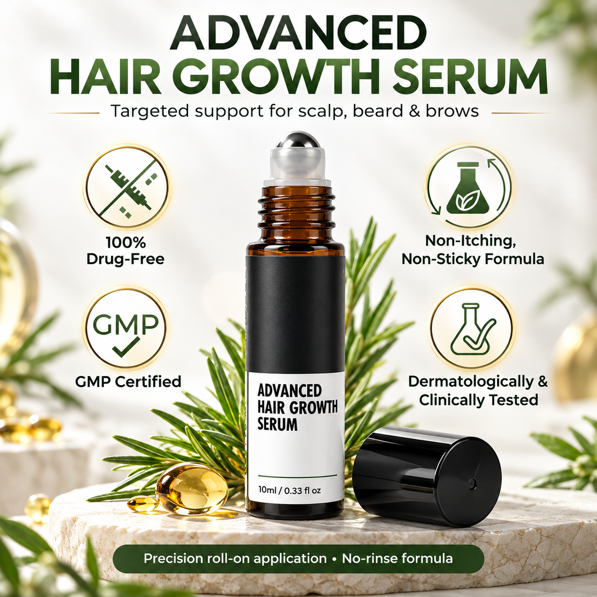 ✨Precision Hair Serum – Rosemary, Caffeine & Biotin Roll-On