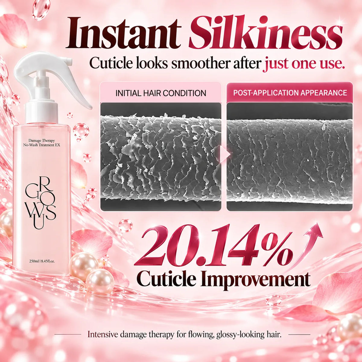 🎁Rose Pearl Leave-In Hair Treatment Spray, 200ml – Keratin & Collagen Spray for Smooth, Shiny, Frizz-Free Hair
