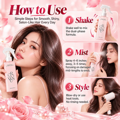 🎁Rose Pearl Leave-In Hair Treatment Spray, 200ml – Keratin & Collagen Spray for Smooth, Shiny, Frizz-Free Hair