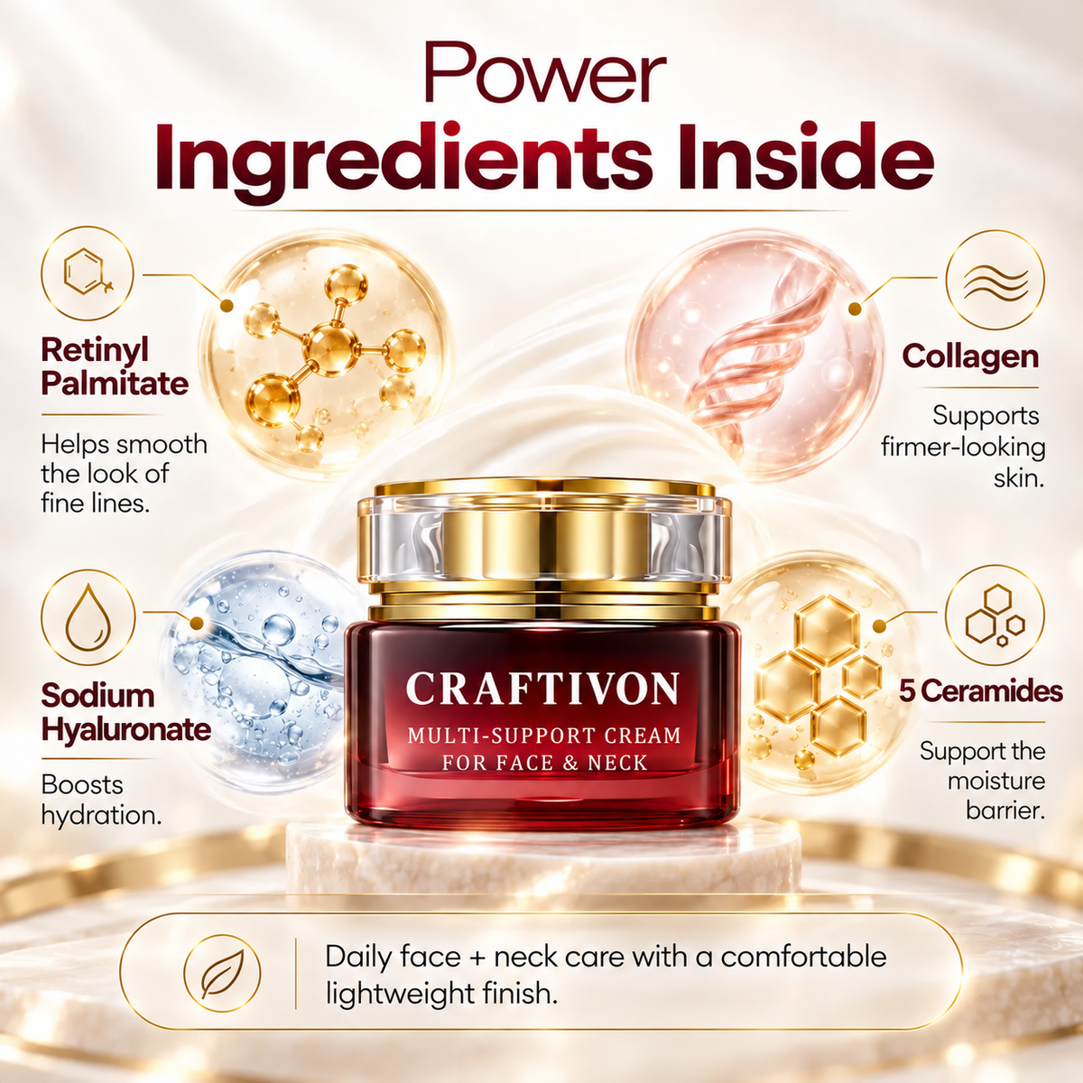 🎁Retinol Anti-Aging Face & Neck Cream – Collagen, 5 Ceramides & Hyaluronic Acid for Firming, Deep Hydration & Skin Barrier Support