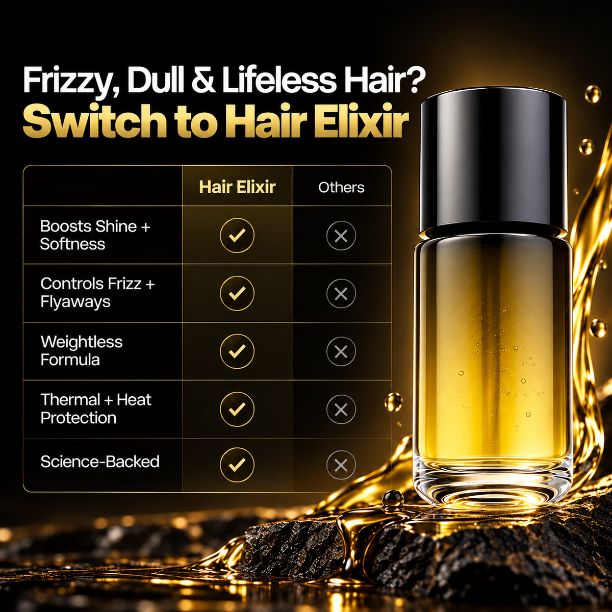 ✨Nourishing Hair Elixir 🌿 Smooth Shine, Frizz Control & Heat Protection