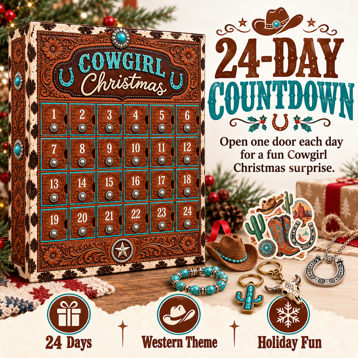 ❤️Cowgirl Christmas Advent Calendar – 24 Days of Western Surprises