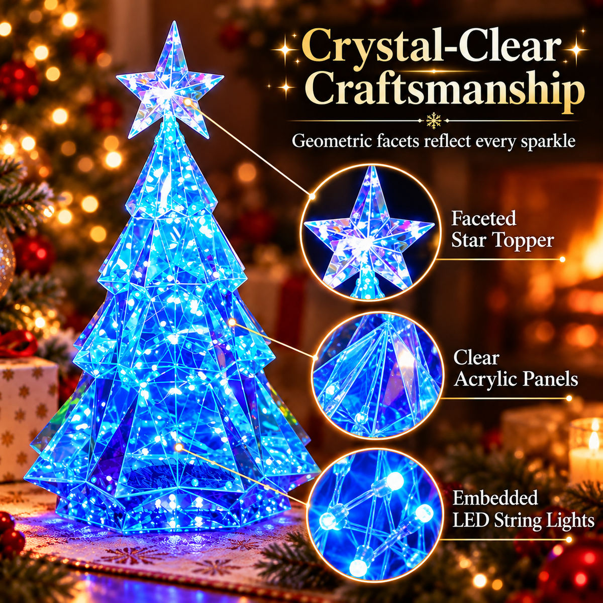 🎀Crystal LED Christmas Tree – Dreamy Blue Glow Tabletop Decoration