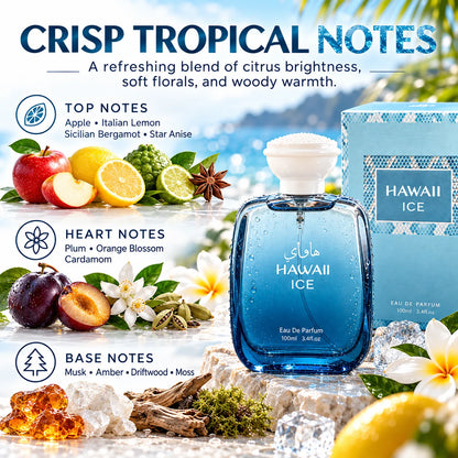 🎁Hawaii Ice Eau De Parfum – Fresh Citrus & Woody Scent, 100ml