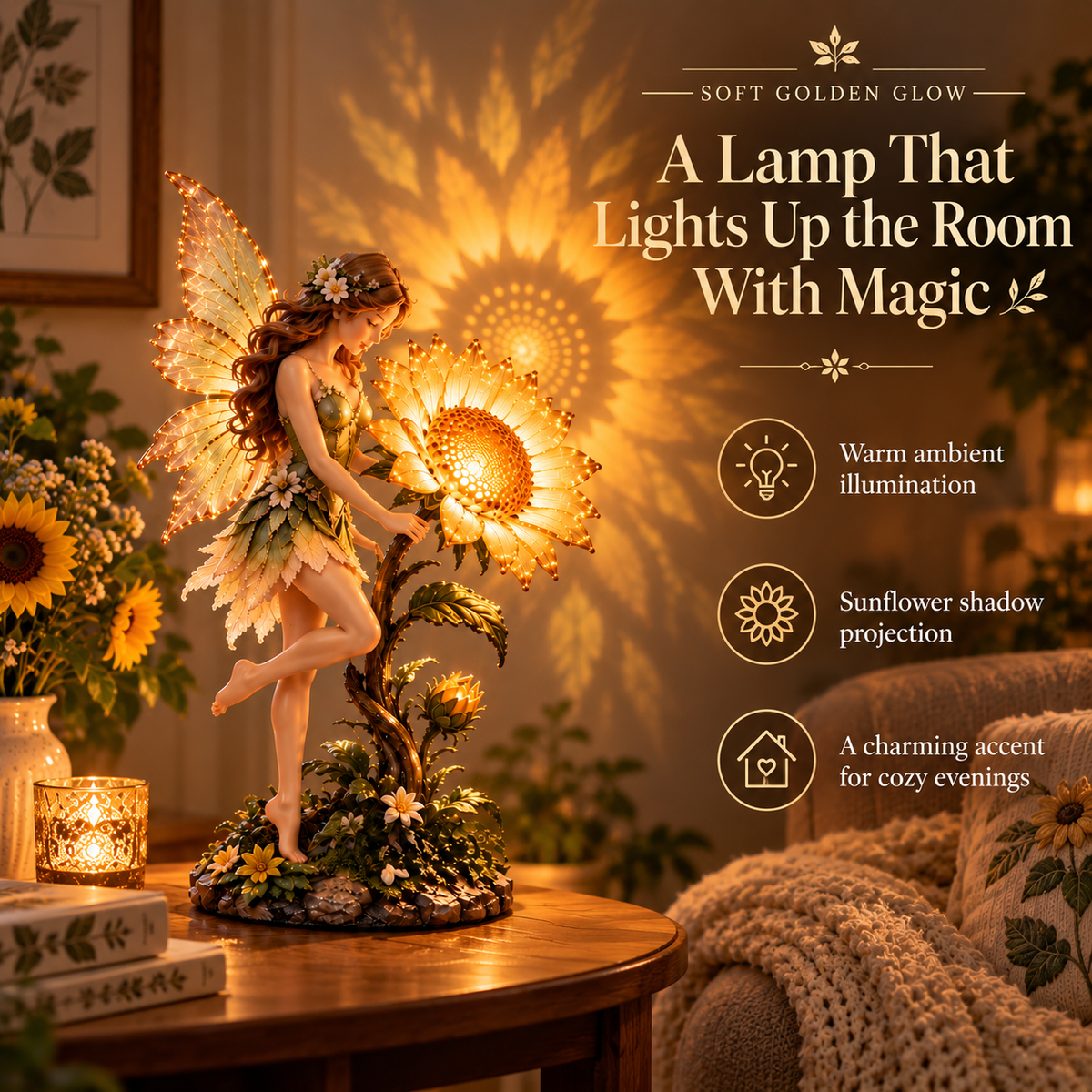 🎀Enchanted Sunflower Fairy Lamp – Whimsical Home Decor & Dreamy Gift