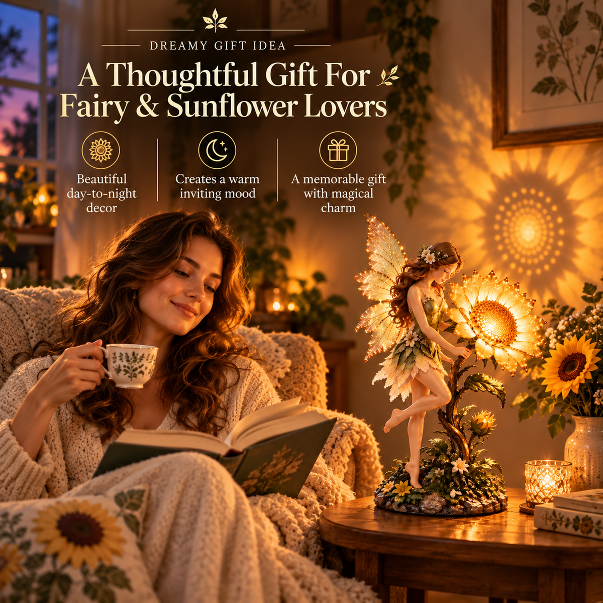 🎀Enchanted Sunflower Fairy Lamp – Whimsical Home Decor & Dreamy Gift