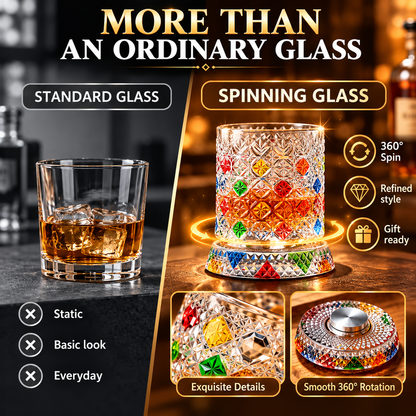 🔥Luxury 360° Spinning Crystal Glass