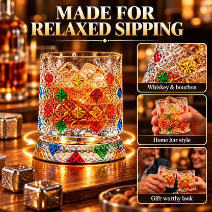 🔥Luxury 360° Spinning Crystal Glass