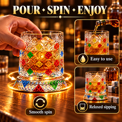 🔥Luxury 360° Spinning Crystal Glass