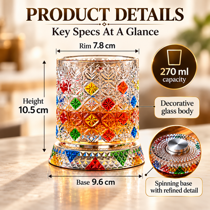 🔥Luxury 360° Spinning Crystal Glass
