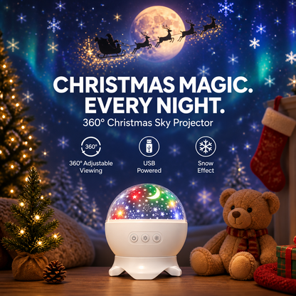 ❤️Christmas Sky Projector – 360° Snow & Santa Light Show