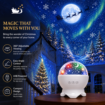❤️Christmas Sky Projector – 360° Snow & Santa Light Show